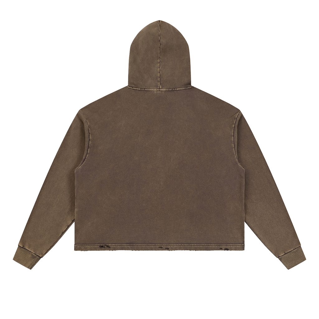 CRMB HOODIE 003 — Sun-Faded Hand-Frayed Inkprint Hoodie — BRAIN CANCER AWARENESS