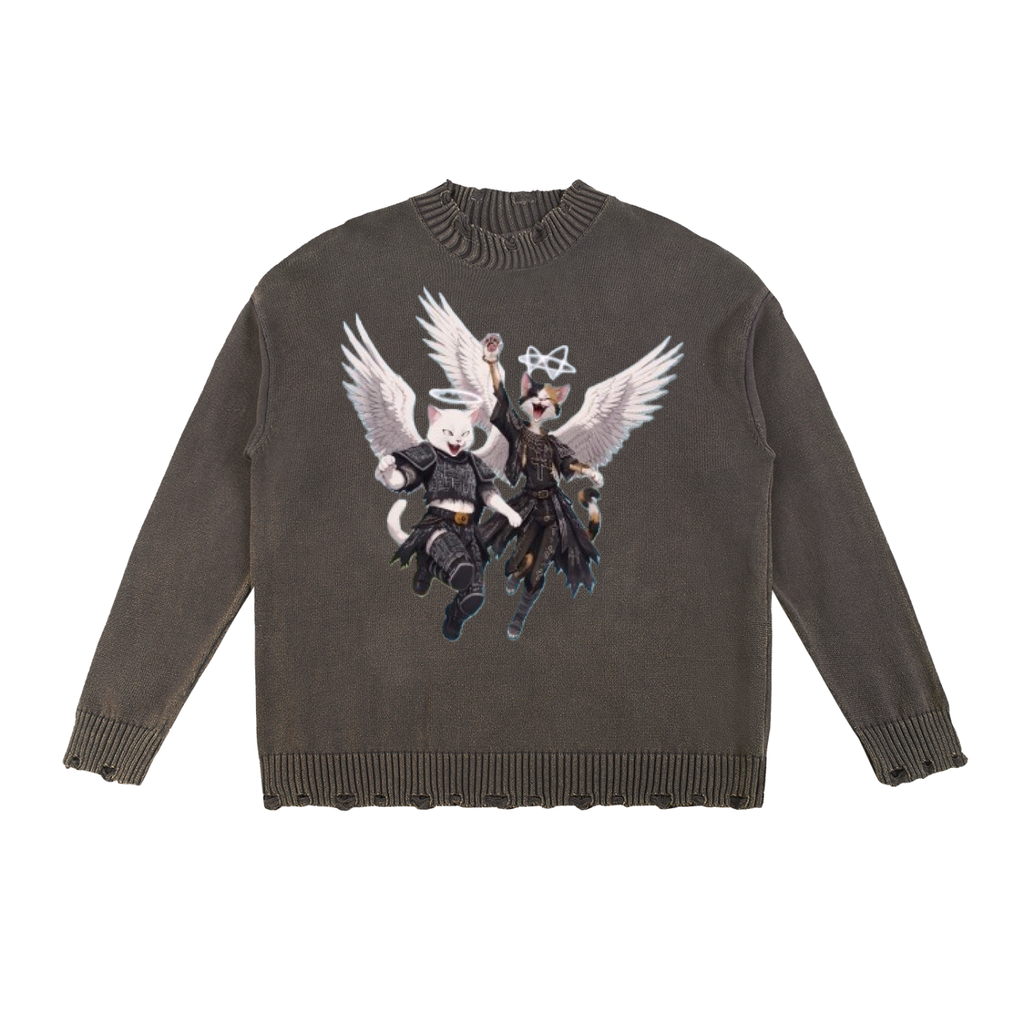 KC & CRMB Vintage-Washed Hand-Frayed Sweater — Brain Cancer Awareness