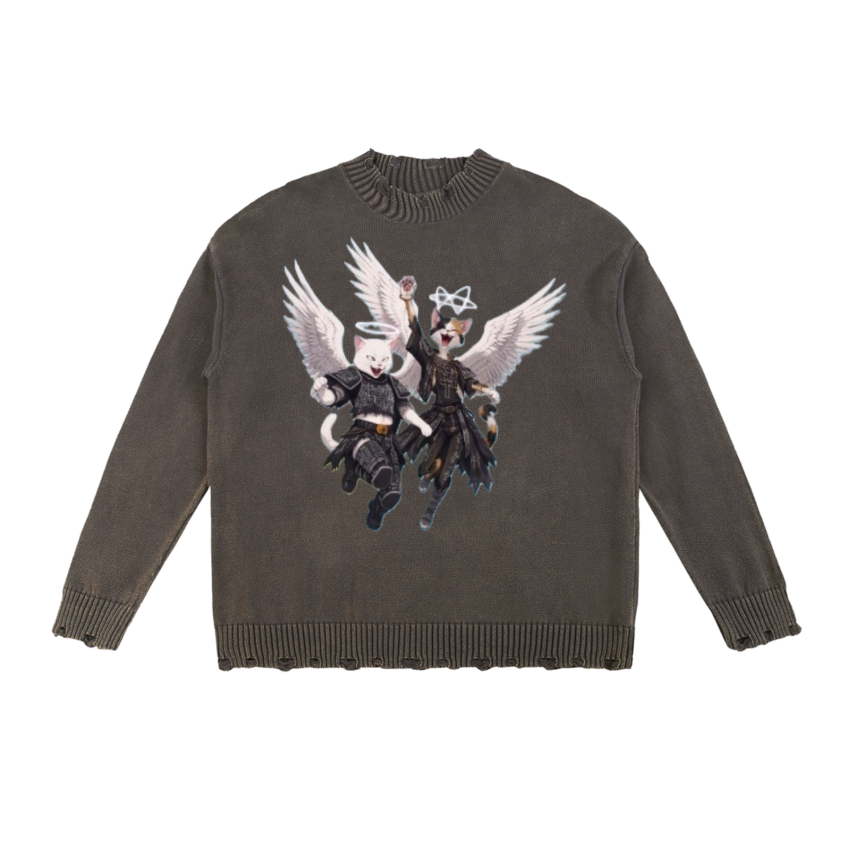 KC & CRMB Vintage-Washed Hand-Frayed Sweater — Brain Cancer Awareness