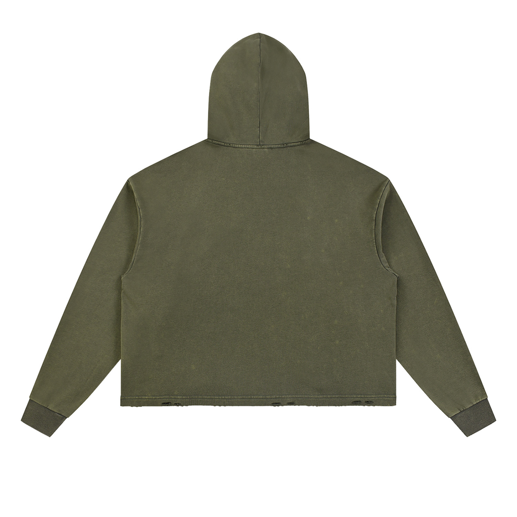 CRMB HOODIE 003 — Sun-Faded Hand-Frayed Inkprint Hoodie — BRAIN CANCER AWARENESS