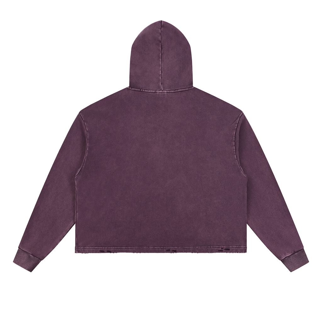 CRMB HOODIE 003 — Sun-Faded Hand-Frayed Inkprint Hoodie — BRAIN CANCER AWARENESS