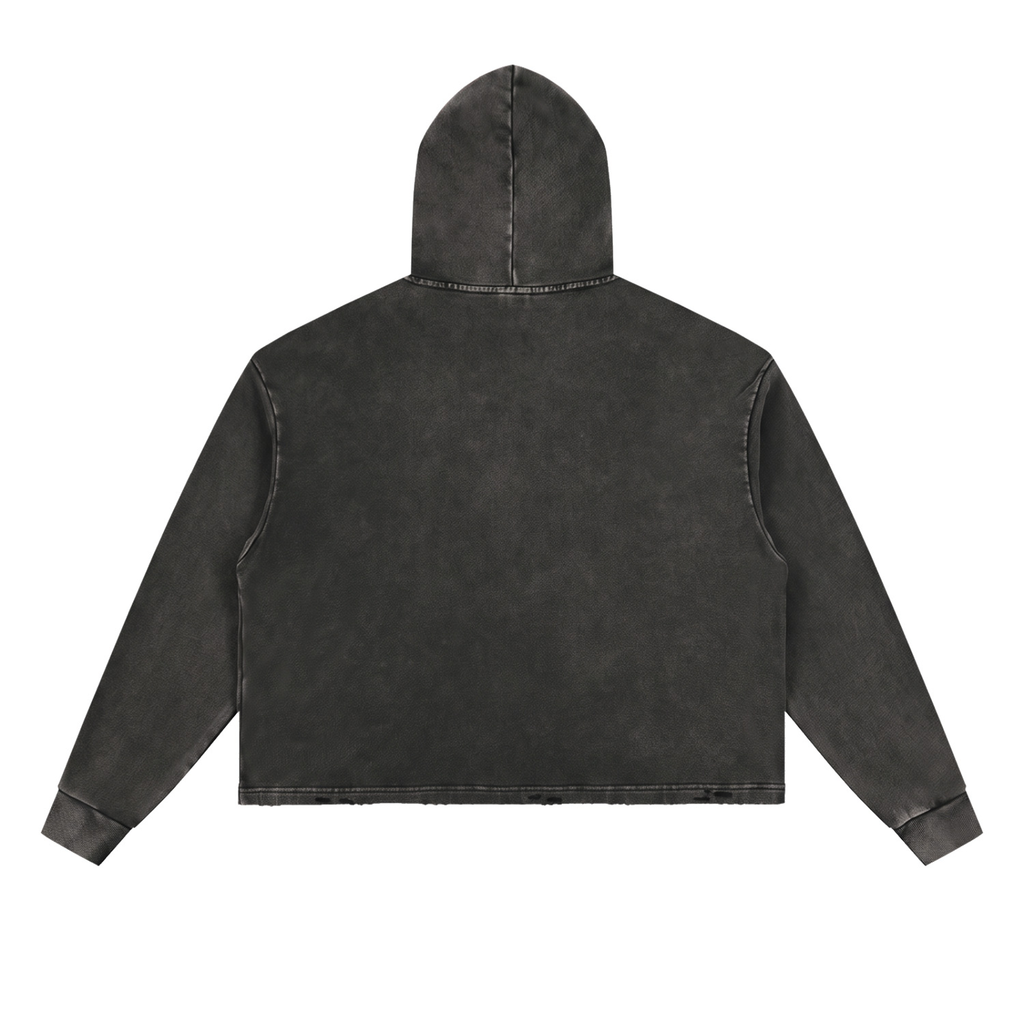 CRMB HOODIE 003 — Sun-Faded Hand-Frayed Inkprint Hoodie — BRAIN CANCER AWARENESS