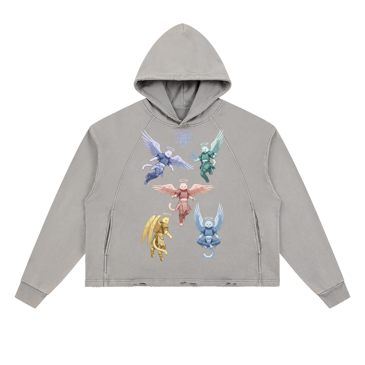CRMB HOODIE 003 — Sun-Faded Hand-Frayed Inkprint Hoodie — BRAIN CANCER AWARENESS