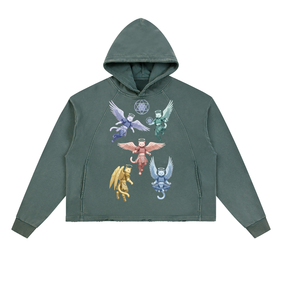 CRMB HOODIE 003 — Sun-Faded Hand-Frayed Inkprint Hoodie — BRAIN CANCER AWARENESS