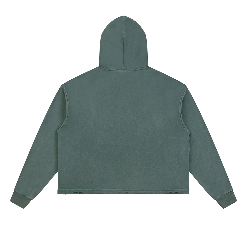 CRMB HOODIE 003 — Sun-Faded Hand-Frayed Inkprint Hoodie — BRAIN CANCER AWARENESS