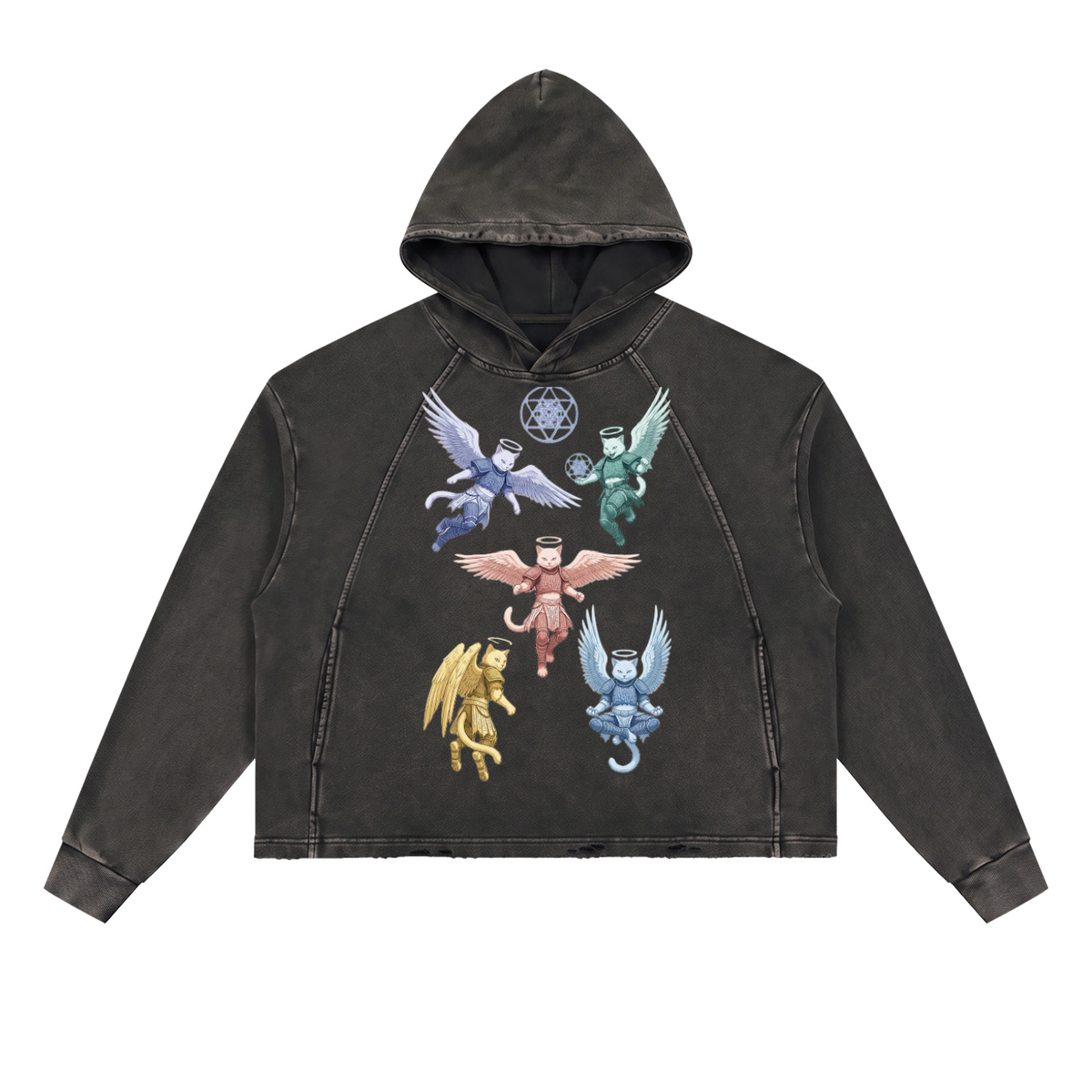 CRMB HOODIE 003 — Sun-Faded Hand-Frayed Inkprint Hoodie — BRAIN CANCER AWARENESS