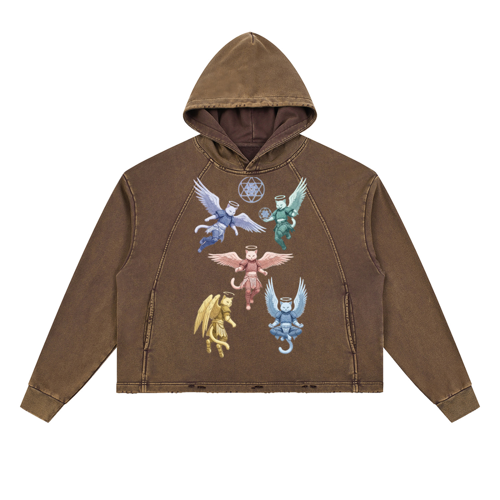 CRMB HOODIE 003 — Sun-Faded Hand-Frayed Inkprint Hoodie — BRAIN CANCER AWARENESS