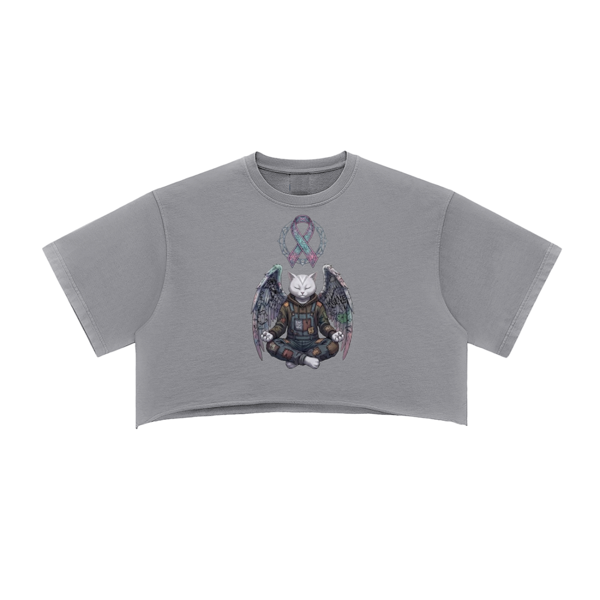 CRMB 004 Snow-Washed Raw Edge Crop Top — Brain Cancer Awareness