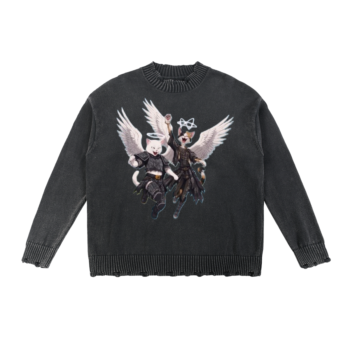 KC & CRMB Vintage-Washed Hand-Frayed Sweater — Brain Cancer Awareness