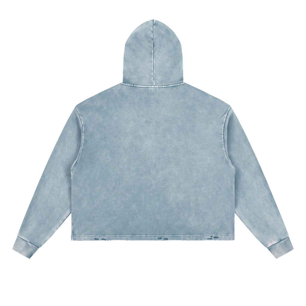 CRMB HOODIE 003 — Sun-Faded Hand-Frayed Inkprint Hoodie — BRAIN CANCER AWARENESS