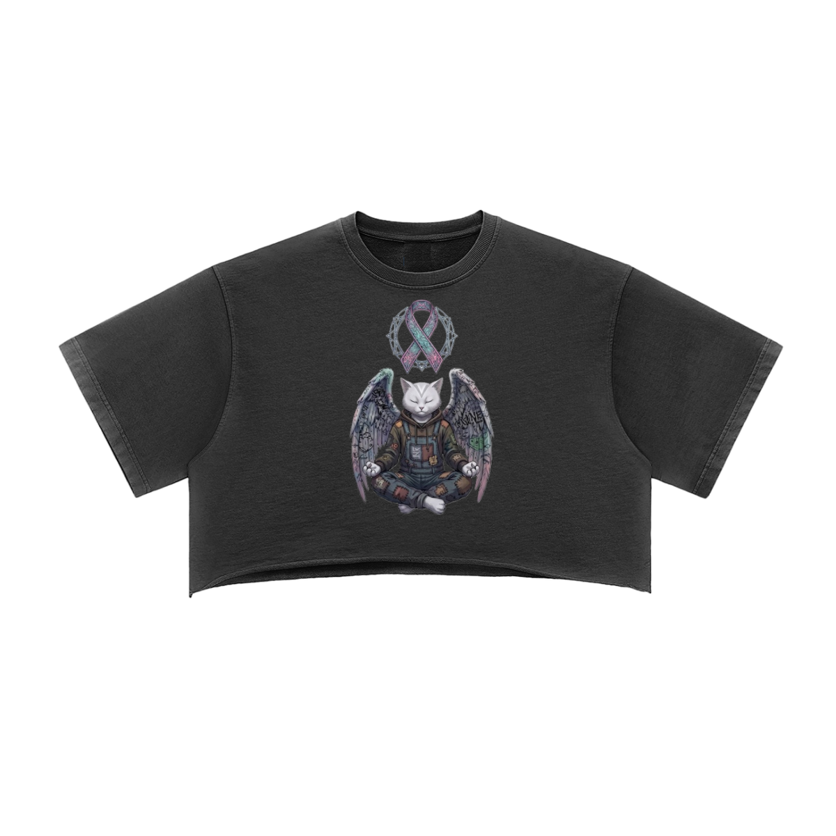 CRMB 004 Snow-Washed Raw Edge Crop Top — Brain Cancer Awareness