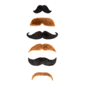 Six-piece black and brown novelty fake mustache set